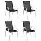 Vidaxl 4x Stackable Garden Chairs Steel And Textilene Black Patio Dining Chair