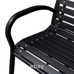 VidaXL Garden Bench 125cm Steel and WPC Black Outdoor Patio Park Seat Chair