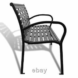 VidaXL Garden Bench 125cm Steel and WPC Black Outdoor Patio Park Seat Chair