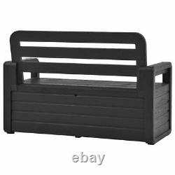 VidaXL Garden Storage Bench Plastic Anthracite Patio Outdoor Cushion Deck Box