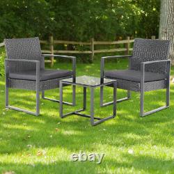 Waterproof Rattan 3 Piece Outdoor Garden Patio 2 Chairs and Table Furniture Set