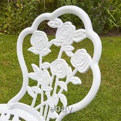 White Bistro Set Outdoor Patio Garden Furniture Table and 2 Chairs Metal