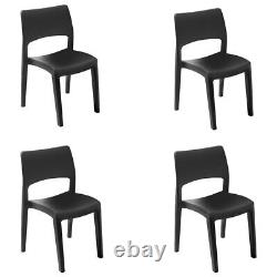 White Black Stackable Plastic Garden Chair Seat Patio Outdoor Dining Furniture