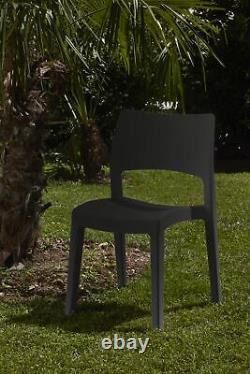 White Black Stackable Plastic Garden Chair Seat Patio Outdoor Dining Furniture