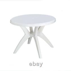White Patio Garden Furniture Set, table plus two plastic patio chairs