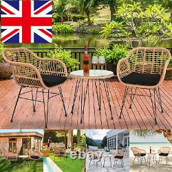 Wicker Bistro Sets Outdoor Garden Furniture Table Rattan Chairs Seat Patio UK