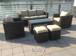 Wicker Rattan Garden Furniture Sofa Sets Outdoor Patio Coffee Table With Stools