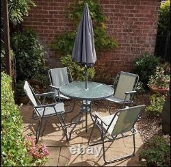 Wilko Grey 6 Piece Patio Set Summer Garden Furniture X4 Chairs Parasol Table #4