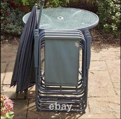 Wilko Grey 6 Piece Patio Set Summer Garden Furniture X4 Chairs Parasol Table #4