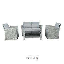 Wilmslow Rattan Garden Furniture 4 Pce Patio Set Table Chairs, Sofa, Mixed Grey