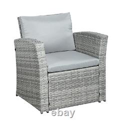 Wilmslow Rattan Garden Furniture 4 Pce Patio Set Table Chairs, Sofa, Mixed Grey