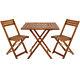 Wooden Balcony Set 3 Pcs 1 Table 2 Chairs Furniture Patio Outdoor Garden Bistro