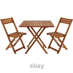 Wooden Balcony Set 3 Pcs 1 Table 2 Chairs Furniture Patio Outdoor Garden Bistro