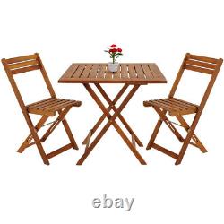 Wooden Balcony Set 3 Pcs 1 Table 2 Chairs Furniture Patio Outdoor Garden Bistro