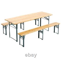 Wooden Folding Picnic Beer Table & Bench Set Outdoor Pub Garden Patio Furniture