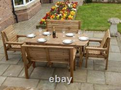 Wooden Garden Furniture Patio Garden Set 6ft Table 2 Benches And 2 Chairs