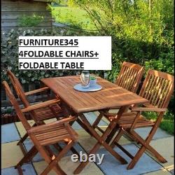 Wooden Garden Furniture Set 4 Seater Dining Outdoor Table Chairs Hardwood Patio