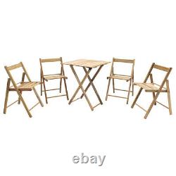 Wooden Garden Furniture Set Table & 4 Chairs Teak Folding Bistro Set Patio