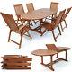 Wooden Garden Furniture Set Vanamo Dining Table Chairs Outdoor Patio Oval Wood