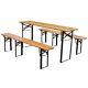 Wooden German Beer Table Bench Set Pub Party Patio Garden Furniture Trestle Legs