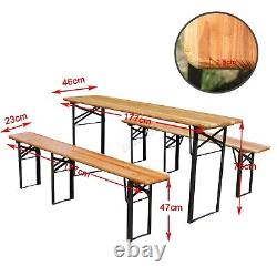 Wooden German Beer Table Bench Set Pub Party Patio Garden Furniture Trestle Legs