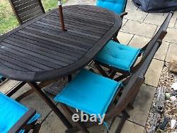 Wooden Table / 6 Chairs / Umbrella & Stand Garden Furniture Patio Set (yeovil)