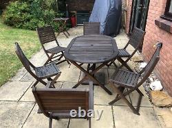 Wooden Table / 6 Chairs / Umbrella & Stand Garden Furniture Patio Set (yeovil)