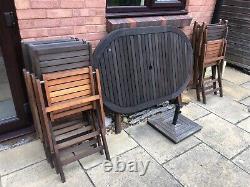 Wooden Table / 6 Chairs / Umbrella & Stand Garden Furniture Patio Set (yeovil)